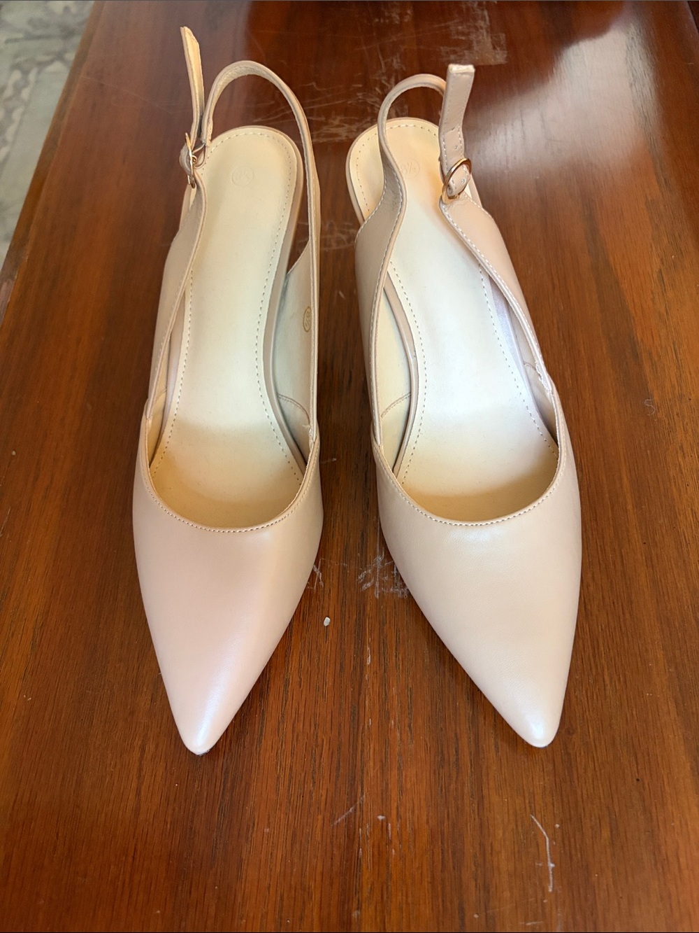 Elegant Pointed Slingback Heels in Nude